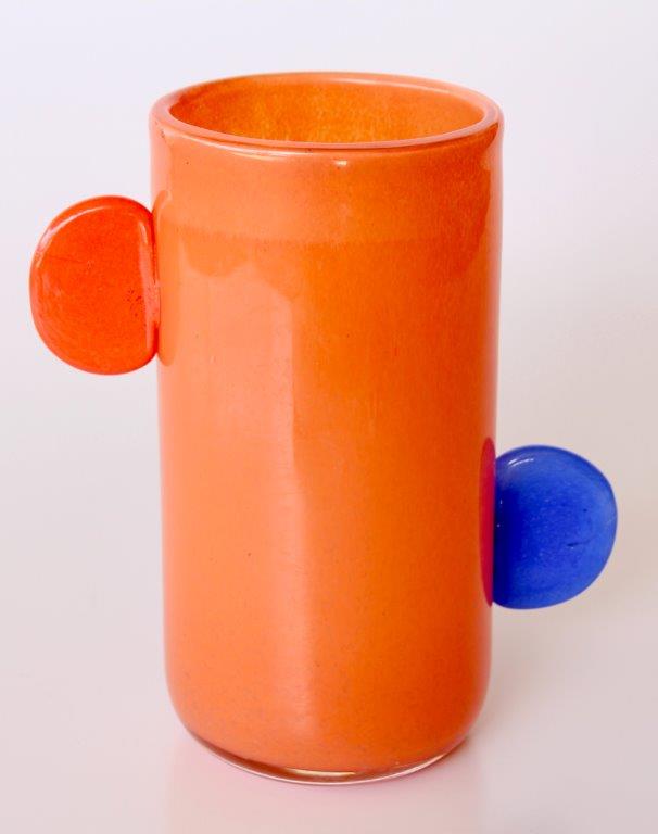 Orange Glass Vase Blue, Orange Handles